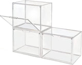 1 x RAW Customer Returns GUDEMAY Transparent stackable plastic boxes with magnetic closure - dustproof storage display case ideal for figures, books, cosmetics, shoes and handbags set of 3  - RRP €68.85