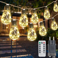 1 x RAW Customer Returns Outdoor fairy lights with 16 light bulbs, 8.3M 80LED ball fairy lights vintage hemp rope waterproof, 8 modes party fairy lights with plug for garden terrace wedding balcony no solar energy  - RRP €24.5