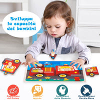 3 x Brand New Baby Puzzle Large Piece Puzzle Ages 1-4 Set of 2 Wooden Peg Puzzles - Farm House Fire Truck Educational Game Promoting Toddler Brain Development - RRP €57.6