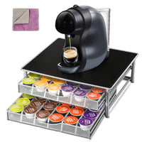 1 x RAW Customer Returns Masthome Coffee Capsule Holder for 72 Dolce Gusto Capsules, 2-Tier Capsule Stand with Drawers, Non-Slip Storage Box Drawer Capsule Dispenser for Dolce Capsules-Includes 1 Cleaning Cloth - RRP €45.69