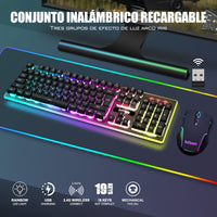 1 x RAW Customer Returns RedThunder K10 Wireless Mechanical Gaming Keyboard, LED Backlight, 3800 mAh Rechargeable Battery, Anti-ghosting 7D 3200DPI Mouse, ES Layout, for PC PS5 Xbox-Black - RRP €74.8