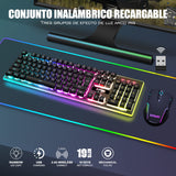 1 x RAW Customer Returns RedThunder K10 Wireless Mechanical Gaming Keyboard, LED Backlight, 3800 mAh Rechargeable Battery, Anti-ghosting 7D 3200DPI Mouse, ES Layout, for PC PS5 Xbox-Black - RRP €74.8