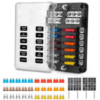 1 x RAW Customer Returns Car fuse holder with labels, MICTUNING 12-way fuse box with 30 fuses and LED display for boat, motorhome - RRP €19.04