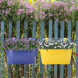 1 x RAW Customer Returns KAHEIGN 4Pcs Metal Hanging Flower Pots, 27.5cm Flower Pots Plant Pots Hanging Flower Bucket Plant Top Planter for Hanging with Removable Hook for Balcony Fence Garden 4 Colors  - RRP €25.27