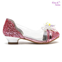 1 x RAW Customer Returns ELSA ANNA princess shoes for girls princess shoes with 3 cm high heel glitter shoes for girls shoes for Elsa dress for parties, carnival, fancy dress PNK16-SH  - RRP €26.2