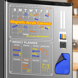 4 x Brand New 2 Sets Transparent Blackboard Monthly Calendar, Acrylic Whiteboard Magnetic Refrigerator Calendar, Erasable Panel, Meal Planner, Shopping List, Family Weekly Planner, 42x33cm - RRP €145.16