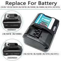 1 x RAW Customer Returns GOLEMON 12V 2x 4.0 Ah BL1041B battery with charger DC10WD for BL1016 Bl1021B BL1020B BL1040B replacement for Makita DF031D DF0331D TD110D JR103D JR105D MP100DZ HSS01D HP332D charger 4000mAh  - RRP €66.86