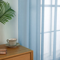 1 x RAW Customer Returns MIULEE Set of 2 Sheer Voile Curtains with Eyelets Transparent Curtain Made of Polyester Eyelet Curtain Transparent Living Room Airy Decorative Curtain for Bedroom 140 x 225 cm W x H , Grommet Top Dusty Blue - RRP €26.99