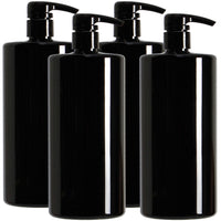 1 x RAW Customer Returns Youngever set of 4 1L pump bottles for shampoo, reusable plastic pump dispenser soap dispenser lotion dispenser empty bottle for liquid shampoo lotions kitchen bathroom black  - RRP €21.99