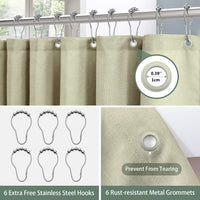 1 x RAW Customer Returns Shower Curtain Linen with Metal Shower Curtain Rings Fabric Textile Bath Curtain Anti Mold Bathroom Curtain Waterproof Bath Curtain Heavy Shower Curtain Bathroom - 92 x 182 cm Sage Green  - RRP €22.18