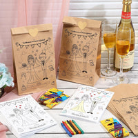 1 x RAW Customer Returns Dianelhall 12 Set Wedding Activity Set for Children Including Wedding Coloring Books Wax Crayons Gift Bags and Heart Stickers, Wedding Guest Gift Coloring Book Party Favors for Girls Boys - RRP €24.19