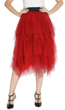 1 x RAW Customer Returns Women s Elastic Waistband Tutu Princess Tulle Underskirt Pettiskirt S, Red  - RRP €27.2