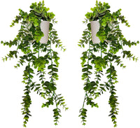 1 x RAW Customer Returns Eco Home Store Set of 2 Hanging Artificial Plants in White Plant Pots Plastic Plant Fake Hanging Plant Houseplant Hanging Plant Fake Plant Artificial Plants Indoor Houseplants Artificial Plant - RRP €27.99