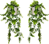 1 x RAW Customer Returns Eco Home Store Set of 2 Hanging Artificial Plants in White Plant Pots Plastic Plant Fake Hanging Plant Houseplant Hanging Plant Fake Plant Artificial Plants Indoor Houseplants Artificial Plant - RRP €27.99