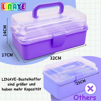 1 x RAW Customer Returns LINAYE DIY craft supplies for children 3500 Pcs craft set in foldable storage box include craft paper feathers pipe cleaners pompoms craft gift for birthday, Christmas, children s day purple  - RRP €35.28