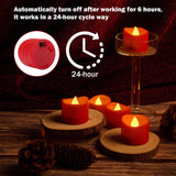 1 x RAW Customer Returns IMAGE Tealight LED 12pcs Red Candles with Timer 6 Hours to 18 Hours Electric Flickering Light with 100 Rose Petals, Warm Yellow - RRP €22.8