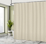 1 x RAW Customer Returns ABAKUHAUS Beige Shower Curtain, Polka Dot Classic Retro Print, Textile Fabric Bathroom Decor Set with Hooks, 79 x 87 , Beige Tan - RRP €27.95