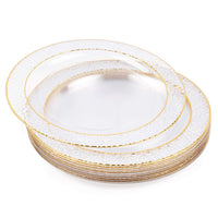 1 x RAW Customer Returns MATANA 20 Premium Transparent Plastic Plates with Gold Rim, 26cm - Reusable Plastic Plates, Gold Party Plates for Weddings, Birthdays, Parties - Elegant Sturdy Party Tableware - RRP €28.99