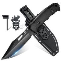 1 x RAW Customer Returns Purple Dragon Black Outdoor Knife with Kydex Sheath, Full Tang Outdoor Knife Fixed Blade from One Piece D2 Steel, Survival Knife for Bushcraft Camping, Gifts for Men - RRP €39.99