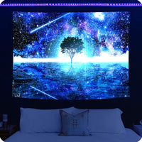 6 x Brand New Roninkier Tree of Life Tapestry Psychedelic Forest - Moon Sun Tapestry Fluorescent-UV Wall Hanging Wall Cloths Black Aesthetic Wall Towel Decor for Bedroom Living Room, 200x150cm - RRP €150.78