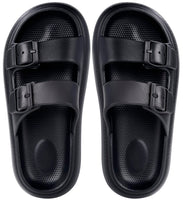 1 x Brand New Girls Boys Sandals Pool and Beach Shoes Unisex Children s Adjustable Double Buckle Non-Slip Slippers, Black A, 27 28 EU - RRP €51.6