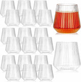 1 x RAW Customer Returns Tebery 20 Pack 14oz Plastic Ribbed Wine Glasses, 420ml Origami Style Ridged Drinking Glasses Tumbler, Reusable Vintage Stemless Cups for Champagne, Catering, Weddings - RRP €29.28