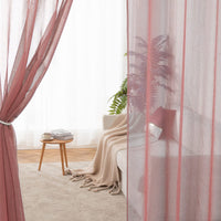 1 x RAW Customer Returns MIULEE Sheer Voile Curtain Christmas Decoration with Eyelets Transparent Look Curtain Eyelet Curtain Eyelet Curtain Transparent Transparent for Bedroom Living Room 140 x 145 cm W x H Set of 2 Dirty Pink - RRP €28.49