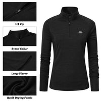 1 x RAW Customer Returns AjezMax Women s Running Shirt Long Sleeves 1 4 Zip Sweatshirt Sports Yoga Fitness Outdoor Tops Black Large - RRP €27.99