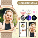 1 x RAW Customer Returns SZHELEJIAM Smartwatch with telephone function, wristwatch women round with bl measurement heart rate monitor sleep monitor pedometer 128 sports modes fitness watch smart watch women s watch for iOS Android rose gold - RRP €59.99