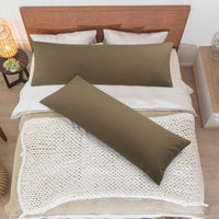 5 x Brand New PiccoCasa set of 2 pillowcases 50x160 cm side sleeper pillow cover made of microfiber with hotel closure, ultra soft and breathable, brown - RRP €115.9