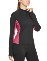 1 x RAW Customer Returns FitsT4 Women s Thermal Fleece Lined Riding Shirt Half Zip Running Pullover Athletic Ski Shirt with Thumbholes, Black, M - RRP €20.16