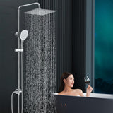 1 x RAW Customer Returns Harnart rain shower system without fitting, stainless steel shower fitting, complete set, shower rod with shower, chrome shower head with hose and holder, 3 jet types, 30 x 30 cm, square overhead shower shower set - RRP €69.77