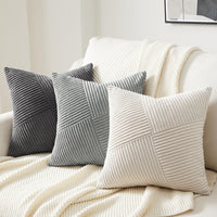 1 x RAW Customer Returns Topfinel set of 2 cushion covers cream 50x50 corduroy windmill stripe pattern cushion covers decorative cushion cover sofa cushion couch cushion decorative cushion patchwork design decoration living room office hotel - RRP €15.0