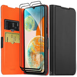 2 x Brand New Holidi Galaxy A23 Case Cell Phone Case 2 PCS 9H Screen Protector Card Slot Magnet Stand All-round Protection Scratch-Resistant Robust , TPU Shockproof Protective Case Flip Case for Samsung Galaxy A23 4G 5G. Black - RRP €40.08