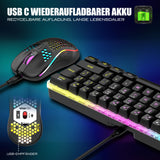 1 x RAW Customer Returns RedThunder K62 60 Wireless Gaming Keyboard and Mouse Set, QWERTZ DE Layout, Rechargeable Compact, Ultralight with Honeycomb Construction for PC MAC PS5 Xbox Gamer - RRP €59.99