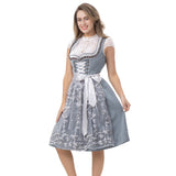 1 x RAW Customer Returns Kelliar Dirndl Traditional Bavarian Dress Women s 60cm Oktoberfest Dress with Lace Apron Grey-Green 36 - RRP €24.0