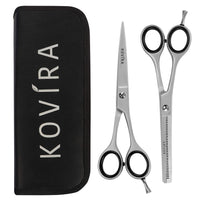 1 x RAW Customer Returns Kovira professional hairdressing scissors set 2-piece - hair scissors 14cm - thinning scissors sharp hair cutting scissors - RRP €21.58