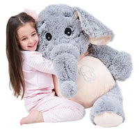 1 x RAW Customer Returns IKASA Giant Elephant Plush Toy Soft Gifts Grey, 100cm  - RRP €56.99