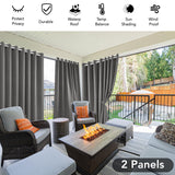 1 x RAW Customer Returns Deconovo Outdoor Curtain Weatherproof Curtain Outdoor Curtains Terrace Privacy Curtains Waterproof Sun Protection Curtain for Balcony Pavilion, 245 x 132 cm Height x Width , Grey, Set of 2 - RRP €42.3