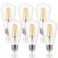 1 x RAW Customer Returns FLSNT Dimmable Edison Vintage Light Bulb E27, ST64 Retro LED Filament Decorative Light Bulb, 7W Replaces 60W , 806LM 2700K Warm White, Clear Glass, Pack of 6 - RRP €29.21