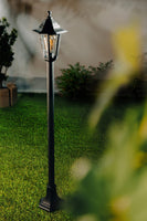 1 x RAW Customer Returns CGC Black Short Bollard Lantern Outdoor Traditional Vintage Light Garden Lamp Weatherproof Black Tall Post Light  - RRP €20.4