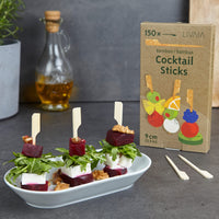 1 x RAW Customer Returns Skewers finger food 150x bamboo finger food skewers and cocktail sticks 9cm cocktail skewers for cocktail glasses party picks wood party picks bamboo and wooden skewers finger food LIVAIA bamboo skewers - RRP €6.99