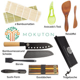 1 x RAW Customer Returns MOKUTON Sushi Set Maki - Tableware set accessories made of bamboo, for homemade sushi maki - Easy to use - Incl. knife, chopsticks, bamboo mat more - Nice gift for chefs - RRP €26.88