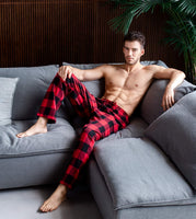 1 x RAW Customer Returns LAPASA Men s Pajama Pants Checked Pajama Pants, Long Relaxation Pants Lounge Pants Leisure Pants M39 Warmer, Cotton Flannel Black Red, Medium - RRP €25.45