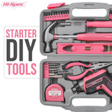 1 x RAW Customer Returns Hi-Spec 35-piece pink DIY tool set with rechargeable USB cordless screwdriver. For repairs and maintenance in a practical tool case - For women and girls - RRP €37.3