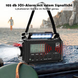 1 x RAW Customer Returns Crank radio DAB FM, portable solar radio with LED flashlight reading light, DAB FM dynamo radio IPX4, 5000mAh rechargeable emergency radio and SOS alarm Suitable for hiking, camping, outdoor - RRP €49.99