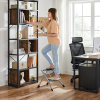 1 x RAW Customer Returns SONGMICS 2-step stepladder, foldable, 20 cm step width, rubber, non-slip, with handle, load capacity 150 kg, made of steel, grey and black GSL002GY01 - RRP €30.34