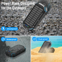 1 x RAW Customer Returns Solar Powerbank Wireless 26800mAh Solar Charger, Portable USB C Power Bank with Outdoor Waterproof Solar Panel Built in 3 Cables Camping Lights for Smartphones, Tablets and More - RRP €40.33