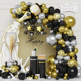 9 x Brand New Silver Gold Black Balloons, 112 Pieces Black Gold Balloon Arch Kit Birthday Decorations for Boys Party Balloons with Foil Bottle Balloons for Birthday Graduation Wedding Decorations - RRP €172.8