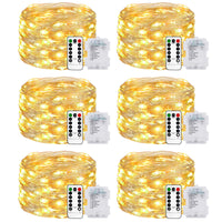 1 x RAW Customer Returns litogo Pack of 6 fairy lights battery, 5 m 50 LED fairy lights battery with timer and remote control 8 modes waterproof warm white fairy lights wire for indoor outdoor Christmas garden party wedding decoration - RRP €24.99